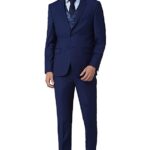 Men's Wool Blend Navy Four Piece Suit Business Pants Set (VHSUWSLFN33199 44)