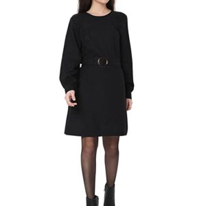 Solid Viscose Round Neck Womens Mini Dress