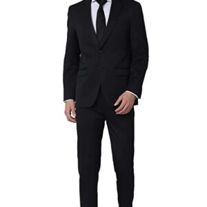 Men's Polyester Blend Regular Business Suit Pants Set (PESUOTLB719144_Blue_40)