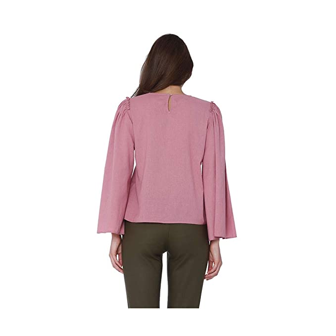 Womens Round Neck Slub Top - Image 2