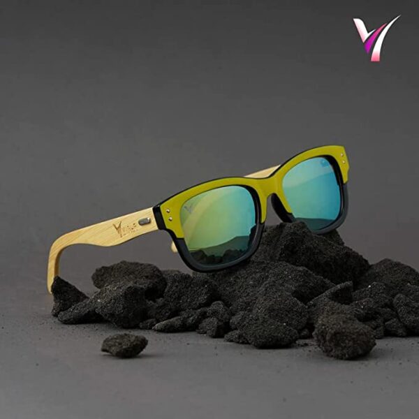 " Men & Women Handcrafted Airforce Blue Bamboo Sunglasses '' Iconic & Stylish - Image 2