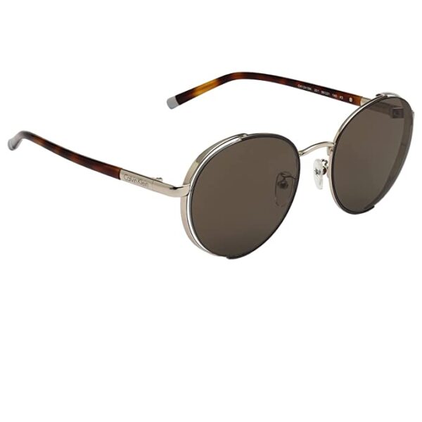 Solid Round Unisex Sunglasses - ( Ck 1241K 201 56 S |56| Brown Color Lens ) - Image 3
