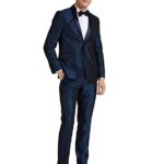 V Dot Men's Poly Viscose Shawl Collar Suit