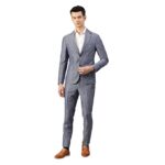 Navy Blue Wool Blend Slim Fit Suit Set