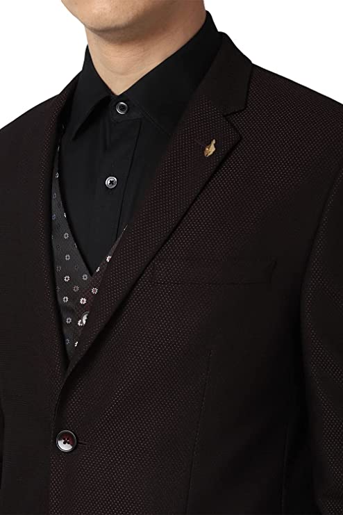 Men's Polyester Blend Brown Three Piece Suit Business Pants Set (VHSUCSLFL78182 44) - Image 3