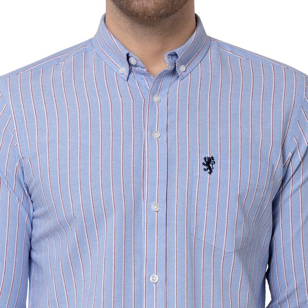 Men Sky Blue Striped Shirt - Image 3